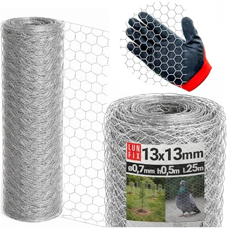 LUN FIX Maschendrahtzaun 13x13mm 0,7 mm 0,5x25 m Draht Stärke