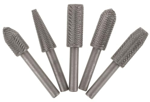 FOYTOKI 5 Limas Rotativas de Acero Negro para Grabado y Carpintería, Herramientas Multiuso Ranuras para Tallado, Ideales para Tareas de Bricolaje
