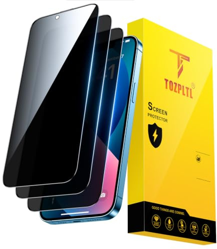 TOZPLTL 3 Stück für iPhone 14/13/13 Pro Panzerglas Sichtschutz [Full Screen], 28° Anti Spähen Dauerhaft 9H Schutzfolie, Anti-Fingerabdruck Displayschutzfolie, Blasenfrei