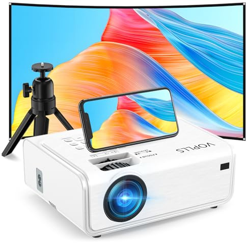 Smart Beamer【Elektrische Keystone 6D/4P】 VOPLLS Elektrische Fokus 24000 Lumen Beamer 4K Unterstützt, WiFi6 Bluetooth Full HD 1080P Video Heimkino/Outdoor Projektor für Handy/Laptop