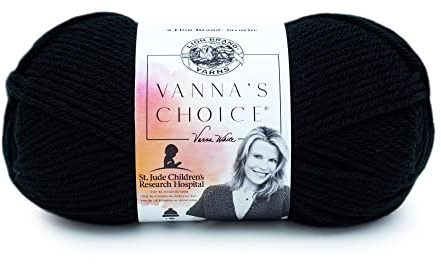 Lion Brand Yarn Company 1-Piece Vanna's Choice Yarn, Black | Everyday Basic Worsted Weight Acrylic Knit & Crochet Fiber for Blankets, Bags, Sweaters, Hats, Scarves