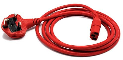 UK Made ASTA Approved 2m Red lead UK Plug to 3 pin IEC C13 Socket TV PC Fax Printer.