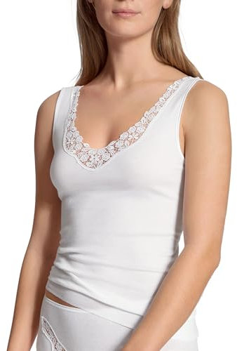CALIDA Feminin Sense Tank-Top Damen, V-Ausschnitt, aus 100% extrafeiner Baumwolle, Feinripp, verstellbare Träger, naht- und saumfrei