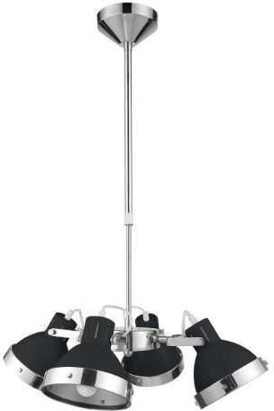 Premier Housewares E14 Edison Screw 4 Light Chrome Ceiling Pendant, 40 W - Black