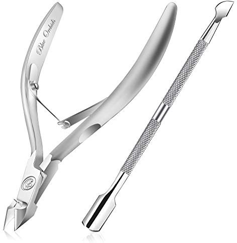 Cuticle Nipper with Cuticle Pusher-Professional Grade Stainless Steel Cuticle Remover & Cutter-Durable Manicure and Pedicu.