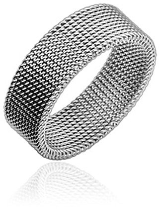 Bungsa 54 (17.2) Flexibler Ring Maschen Edelstahl Silber für Damen & Herren 49-70 (Fingerring Schmuckring Modering Mesh Partnerringe Frauen Männer Chirurgenstahl)
