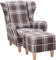 Supellex Ohrensessel »Sofia«, Design Oxford, kariert, braun (Design-Nr.: 5040), wahlweise mit Hocker