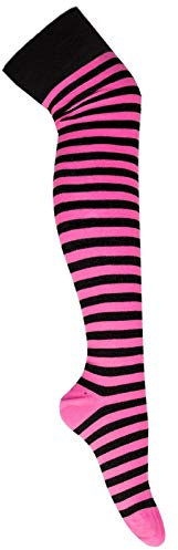 Goldschmidt Kostüme Overknees Strümpfe gestreift oder Uni gekämmte Baumwolle OneSize (schwarz pink)