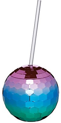 BarCraft Novelty Disco Ball Cocktail Cup with Straw, 560 ml (19.5 fl oz)
