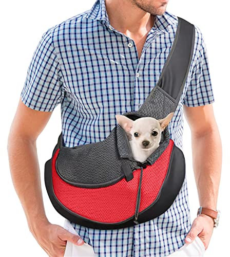 PETCUTE Hundetragetasche Hundetasche Transporttasche für Katzen Single-Schulter Kleine Hunde Tragetaschen Rot M