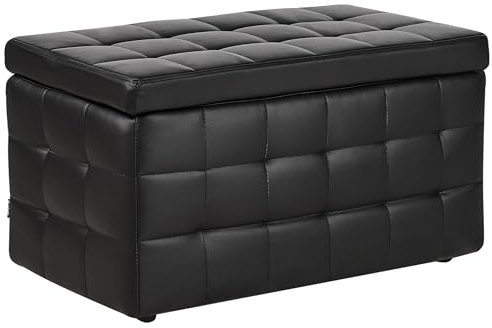 Hocker mit Stauraum Deckel Kunstleder schwarz Bettbank Truhe Modern Michigan