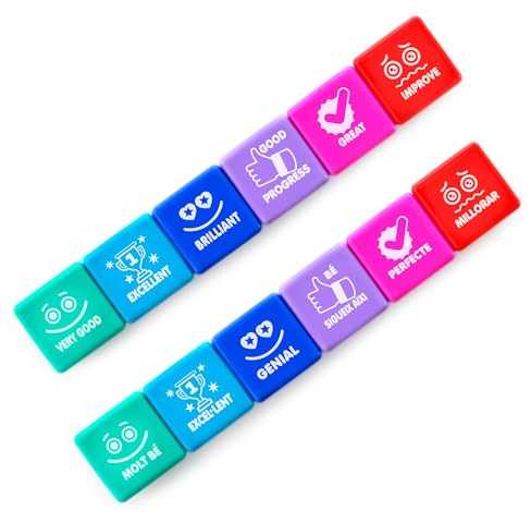Pack 6+6 Motivationsstempel für Kinder und Jugendliche, ideal für Eltern und Lehrer (Katalanisch+Englisch)