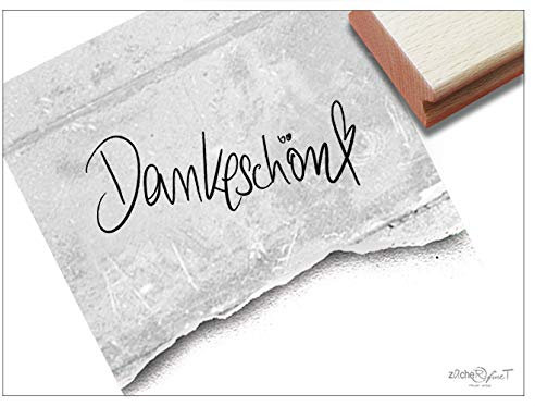 Stempel Textstempel DANKESCHÖN mit Herz, in Handschrift - Schriftstempel Karten Briefe Geschenkanhänger Geschenk Basteln Deko - zAcheR-fineT