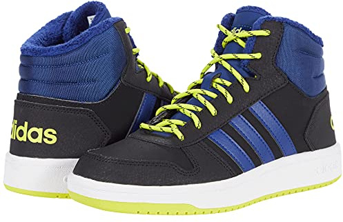 adidas Hoops 2.0 Mid (Little Kid/Big Kid) Black/Victory Blue/Acid Yellow 11 Little Kid M