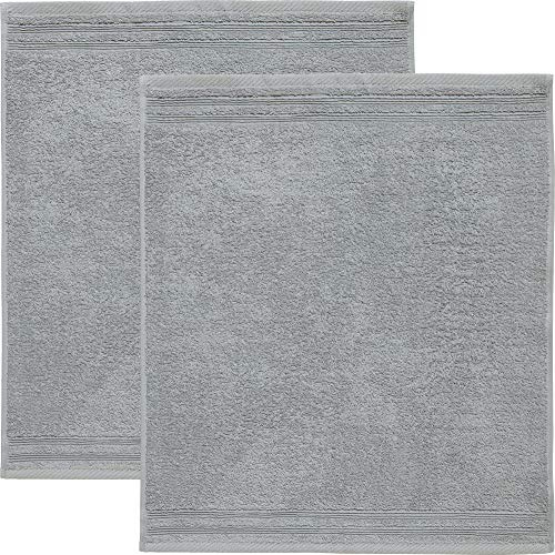 Erwin Müller Geschirrtuch Frottier hellgrau Größe 50x50 cm, Küchentuch, Küchen-Handtuch 2er-Pack - strapazierstark, hohe Saugkraft, 100% Baumwolle, mit Schlaufe