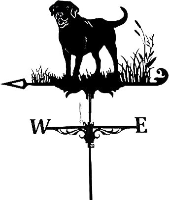 Dantazz Wetterhahn Metall für Garten, Wetterhahn Windrad Windrichtungsanzeiger Garten mit Stab, 3D Wetterhahn Akita Hund Form Dekoration, für Garten Hinterhof Terrasse Hof Dach Ornament (Schwarz, H)