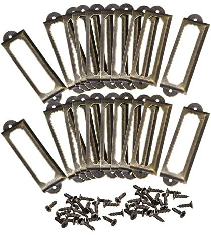 sourcing map 30 Stück Etikettenhalter aus Metall Datei Namenskarten Rahmen für Bibliotheksschublade Bronzeton 60 x 17 mm