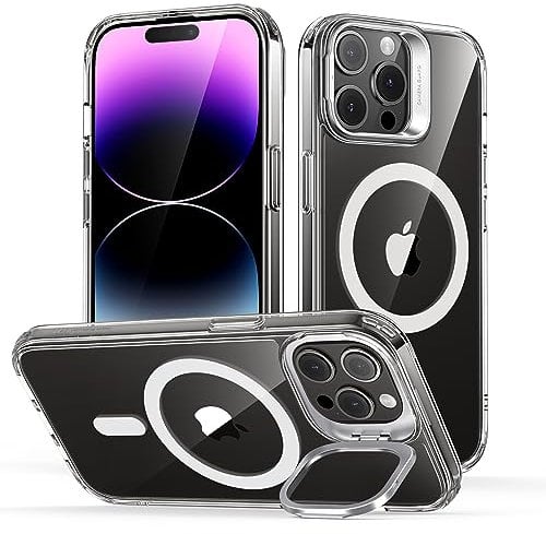 ESR für iPhone 14 Pro Max Hülle, kompatibel mit MagSafe, Classic Ständer Hülle mit HaloLock, Militärnorm Schutz Case, integrierter Kamera Ringständer Handyhülle, Kratzfeste Rückseite, Klar