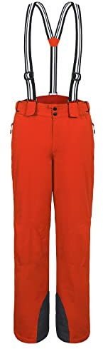 AOLI RAY Herren Skihose Snowboardhose Wasserdicht Gefüttert Trägerhose Wanderhose Schneehose Winddicht Winter Outdoorhose mit 4 Taschen Orange Rot XL