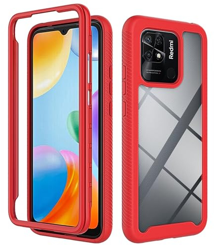 betterfon Handyhülle Kompatibel mit Xiaomi Redmi 10C Hülle | Schutzhülle für Redmi 10C Stoßfest Outdoor Cover 2 Teilig TPU Bumper Case mit Kanteschutz | Rot