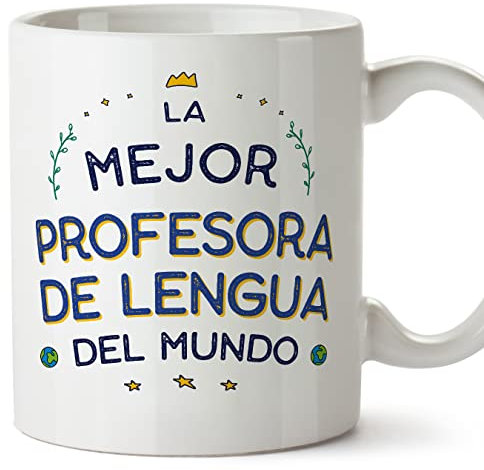 MUGFFINS Tazas para PROFESORA DE LENGUA mujer - En Español - Mejor del Mundo - 11 oz / 330 ml - Regalo original y divertido