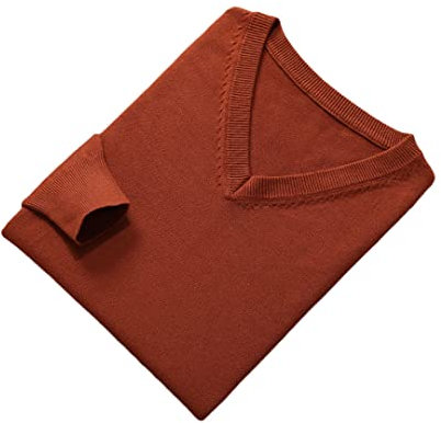 Vogrtcc Men Jumpers Vneck Long Sleeve Pullovers Solid Color Woolen Knitting Jumpers