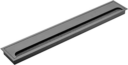 GTV - Kabeltülle Merida - Kabeldurchführung mit Öffnungsdeckel - Kabeldurchlass Rechteckig Kabelorganisation für Möbel Kabeldurchlass/für die Installation in der Arbeitsplatte / 80x500mm / Schwarz