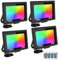 RIGIDON 4x 50W RGB LED Strahler Mit Fernbedienung, 5000LM RGBW Farbwechsel Flutlicht, 16 Farben 4 Modi Dimmbar Fluter Lampe Für Party Garten Baum Landschaft, Disco Feiern, Außen Wasserdicht IP66
