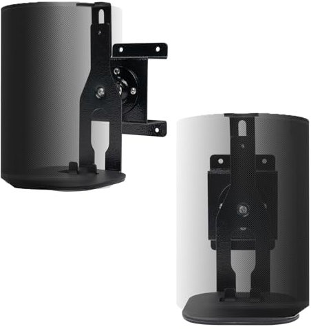shinar Métal Lot de 2 Supports muraux Compatible avec Sonos Era 100,Sonos One,One SL et Play:1 Orientable jusqu'à 360°,Inclinable -70°/+70° Rotation sans vis de réglage Noir