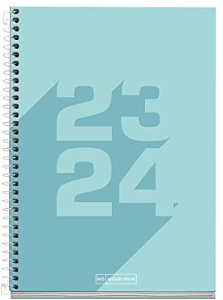 Miquelrius - Schülerkalender 23-24, September 2023 bis Juni 2024, Größe 15 x 21,3 cm, Seite, Türkis, Spanisch-Englisch