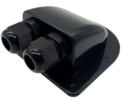 Solar Cable Entry Gland, Double Cable Entry Plate, ABS Cable Entry Housing for Solar Panels of RV, Caravan, Marine, Boat, Cabin, Black