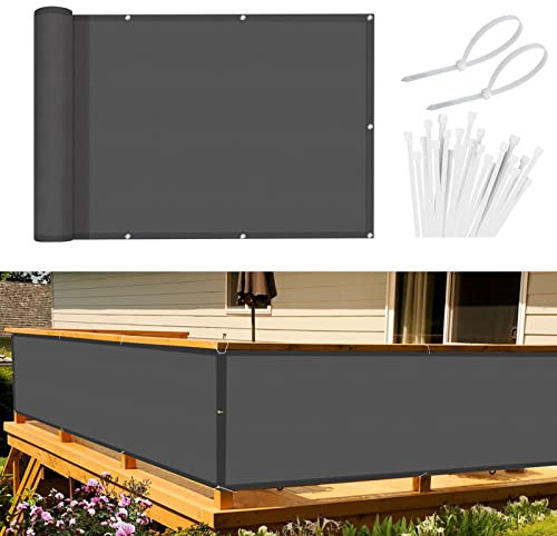 Sunnylaxx Pantalla para Balcón Protección de Privacidad HDPE,80×300cm Antracita,con Ataduras de Cables Protección UV,Resistente al Viento y Transpirable,para balcón Exterior de jardín