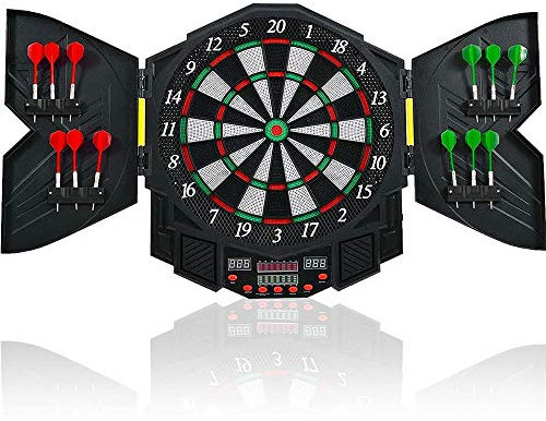 Jeu de fléchettes électronique Soft Classic Cabinet Comprenant Un Cabinet et 12 fléchettes à Pointe Souple, Comprenant 27 Jeux, 216 Variantes de Jeux et des Accessoires Pratiques