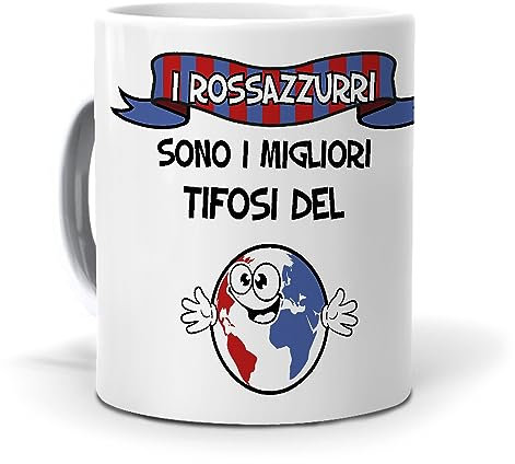 PALLE MONDO Regalo originale. Idea da regalare. Tazza I rossazzurri sono i migliori tifosi del mondo. Ceramica 350 ml.