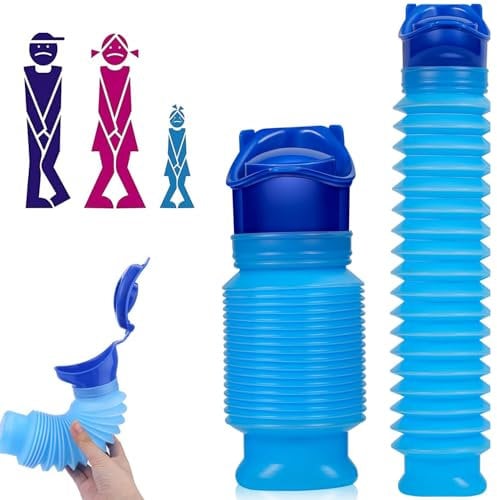 Norhogo 2 Stück tragbares Notfallurinal urinal, 750 ml urinflaschen für männer Tragbare Mobile urinflasche Töpfchen Pipi Urinflasche, Auto Notfallreise urinella für Camping Wandern