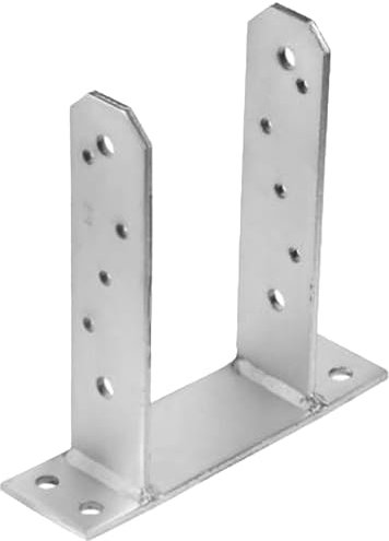 Galvanised Metal Decking Fence Support Brackets for Concrete Base & Pergola Posts - Bolt on Bracket Feet Supports 100mm (3.95)