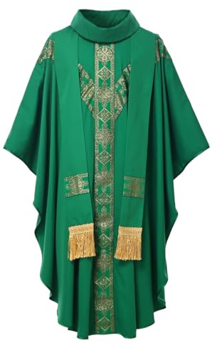 BPURB Katholische Priester Chasuble Messgewand Kirche Zelebrant Vater Messe Gewand Robe mit Stola