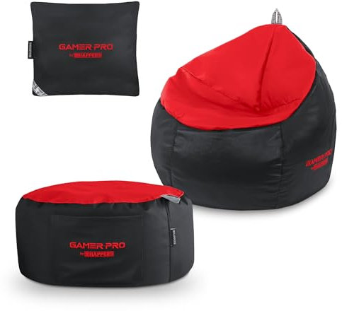 HAPPERS Pack Puff Gamer Junior Rojo: Puff Gamer Junior + Reposapiés + Cojín