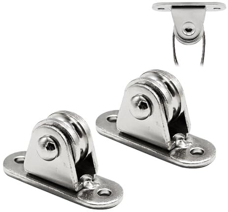 Yeelua 2 PCS U-Type Pulley Block, Pulley Wheel, Mute Bearings Sliding Wheel, Crane Ball Bearing Pulley Block for Sliding Gate Wire Rope Cable Crane Fitness Loading 176 Pounds
