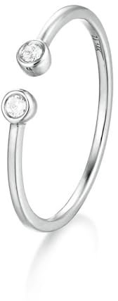 Ayoiow Ring 9 Karat Dünn Rund Mit Moissanite Verlobungsringe für Damen