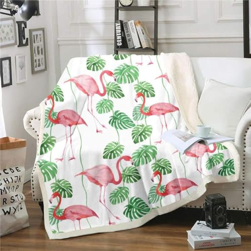 Wohndecken Kuscheldecken 150x200 Flamingo, Weiche Flauschige Plüsch Decke Für Baby Haustie, Leichte Flanell Fleecedecke Tagesdecke/Sofadecke/Couchdecke/Wohndecke/Hundedecke
