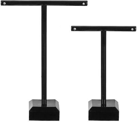 PATIKIL Earring Display Stands, 2pcs Earring Holder Earring Stands Storage Organizer Acrylic Necklace T Rack for Jewelry Photography Necklace,Black