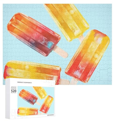 Popsicles Puzzle für Erwachsene, 520 Teile, einzigartiges Holzpuzzle, Geschenk, herausforderndes Puzzle für Familienspielabende, 38,1 x 50,8 cm