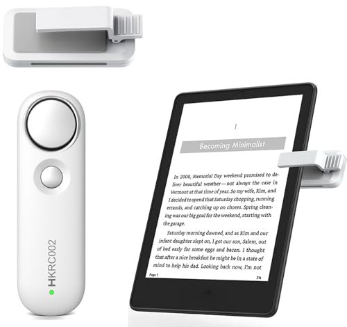 Hogance RF Control Remoto Página Turner para Kindle Paperwhite Oasis Voyage, Turner de Página Inalámbrica para iPad Tabletas Lectura de eBooks, Accesorios para la Lectura de Kindles, Blanco