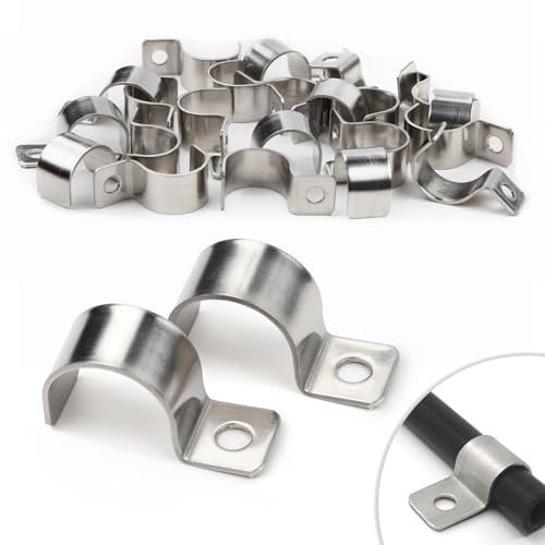 25 Stück Kabelschellen Metall Rohrschellen 20mm V2A Edelstahl 304 Rohrbefestigung Einzelloch U-Rohrschellen Befestigungsschelle für Ø 19-20.5mm Kabel Unterputz Wasserrohre Installation