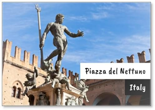 Statue von Neptun auf der Piazza Del Nettuno in Bologna, Kühlschrankmagnet