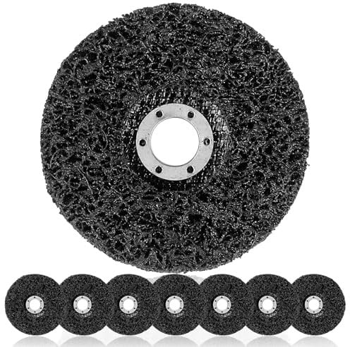 UVVRUR CSD - Lot de 7 disques de nettoyage grossiers - 125 mm - Pour meuleuse d'angle - Élimination de la rouille - Pour enlever la peinture, la rouille (noir, 7, moyen)