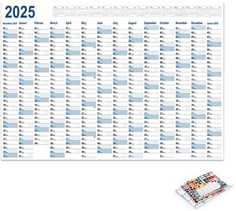 Wandposterkalender 2025, Jahresplaner 2025,365 Tage Kraftpapier-Posterkalender für die Wand im Querformat | Multifunktionaler, faltbarer Wand-Jahreskalender für Unternehmen, Schule, Klassenzimmer, Zuh