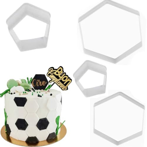 4 Pcs Football Pattern Cookie Cutters - Plastic Fondant and Biscuit Cutters for Baking | Different Sizes for Creative Designs