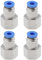EMSea 4 Pièces Adaptateur de Connecteur Pneumatique à Filetage Femelle Tube de 4mm OD X 1/8 NPT Push Fit Adaptateur de Raccords d'air à Poussée Droite